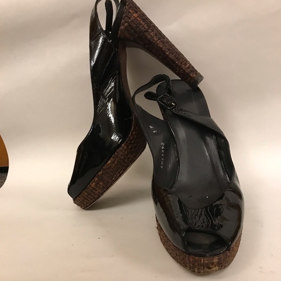 Stuart Weitzman Blk Patent Platform High Heels 9 M - Picture 6 of 7